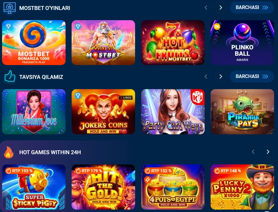 Mostbet slotlar, Aviator va online casino o‘yinlari